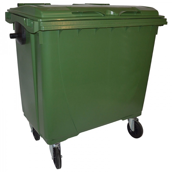 Bac roulant de collecte 100% recyclable 770 L corps vert couvercle vert