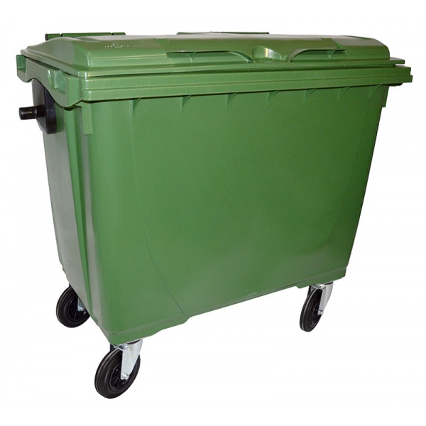 Bac roulant de collecte 100% recyclable 660 L corps vert couvercle vert
