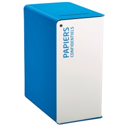 Poubelle de tri sélectif Cube blanc  65L fente sécurisée Papiers confidentiels