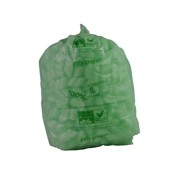 Lot de 60 sacs poubelle biodégradables de 30 litres, très